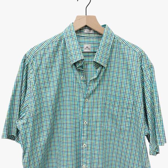 Peter‎ Millar Plaid Green Blue Button Down Short Sleeve Men’s Size XL - Picture 2 of 6